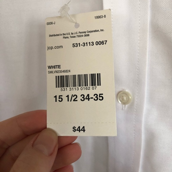 Stanford Men’s White Collar Button Up Dress Shirt - Picture 3 of 9